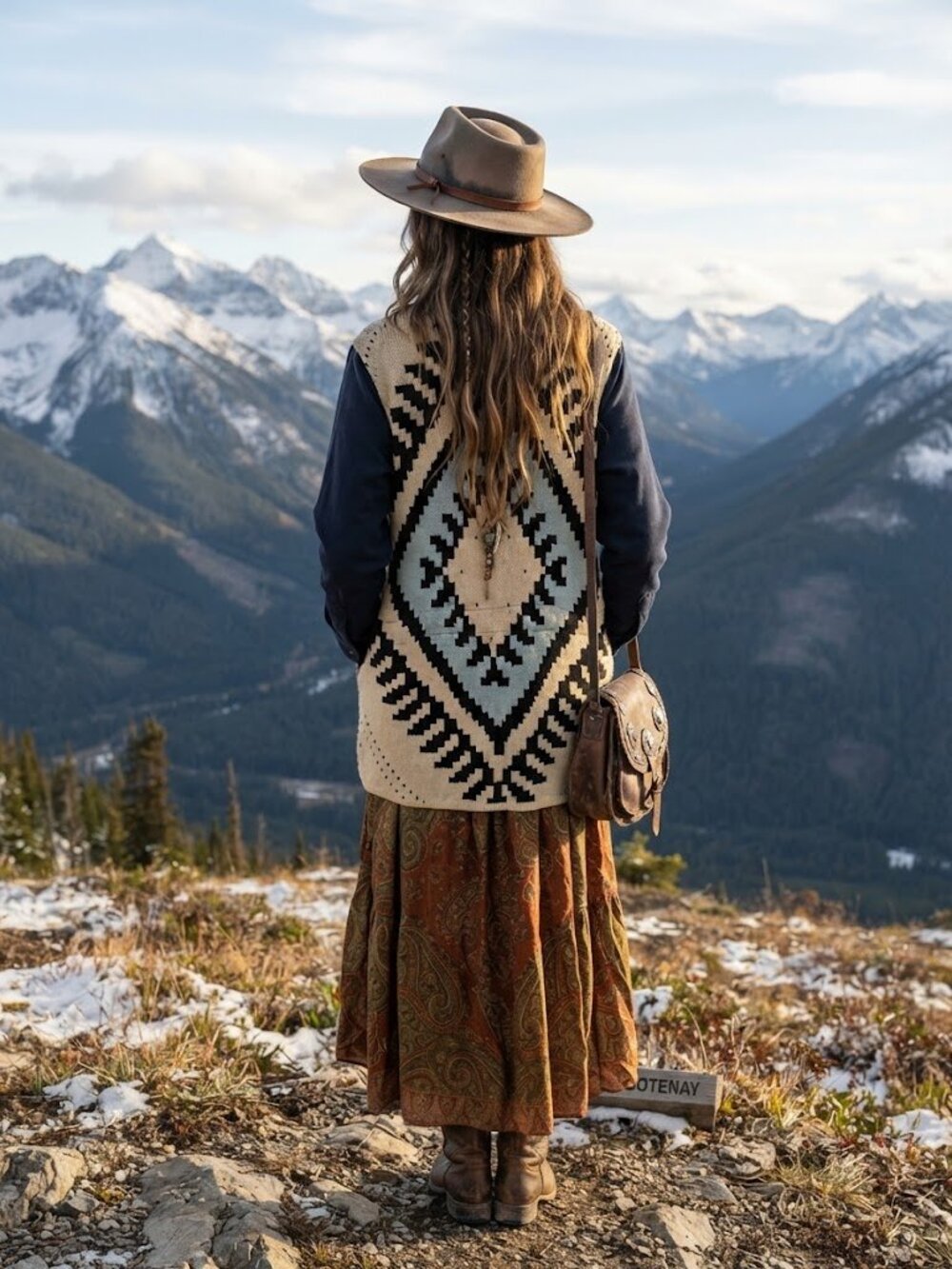 Navy Utility Jacket with Cream Aztec Back